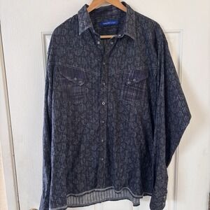 Georg Roth LA Men Shirt Size XXXL Black Snap Button Textured Paisley Preppy City